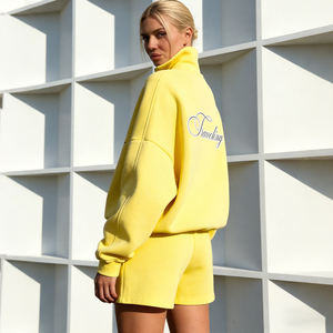 Sweat-shirt imprimé personnalisé pour <span class=keywords><strong>femme</strong></span>, col montant zippé, en coton French Terry de haute qualité, style <span class=keywords><strong>streetwear</strong></span> décontracté - Product Image 5
