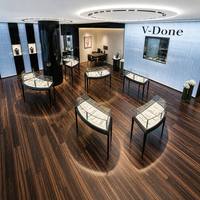 Vitrine d'exposition intérieure pour bijouterie de luxe sur mesure, vitrine à bijoux en verre trempé haut de gamme, mobilier de magasin commercial