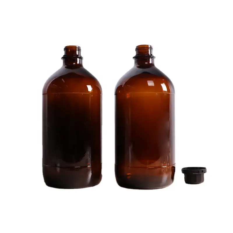 Botella de reactivo químico para laboratorio, recipiente redondo de vidrio ámbar vacío de 2500ml y 2,5l