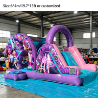 Château gonflable commercial K-POP Demon Theme violet pour enfants avec toboggan, idéal pour la location