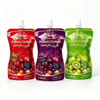 Pochettes Doypack Mylar personnalisées transparentes et colorées avec bec verseur pour jus, purée et jus biologiques