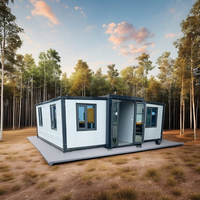 Nouvelle villa moderne de luxe de 40 pieds, mini-maison de 20 pieds extensible, maison conteneur avec 2 chambres, matériau en panneaux sandwich en acier, salon