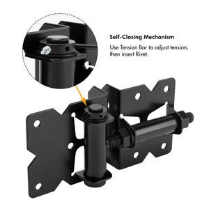 Bản lề cổng màu đen hiện đại cho cổng Vinyl tự đóng hàng rào nhựa <span class=keywords><strong>PVC</strong></span> với phần cứng đóng mềm ngoài trời bằng thép và sắt - Product Image 3