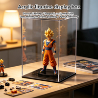 Boîte de présentation en acrylique pour figurines, personnalisée, haute transparence, anti-poussière, étanche, base noire, pour collection de modèles de jouets