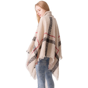 <span class=keywords><strong>Poncho</strong></span> <span class=keywords><strong>en</strong></span> tricot d'<span class=keywords><strong>alpaga</strong></span> à carreaux pour femmes, <span class=keywords><strong>poncho</strong></span> <span class=keywords><strong>en</strong></span> cachemire à carreaux chaud pour l'hiver, pull à col roulé <span class=keywords><strong>en</strong></span> fil bouclé - Product Image 6