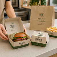 Boîte à emporter pour poulet frit, hamburger, avec logo personnalisé, biodégradable, recyclable, pour restauration rapide