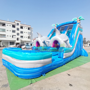 Dual lane shark water slides inflatable for kids and adults tobogan acuatico hinchable giant bounce house - Product Image 2