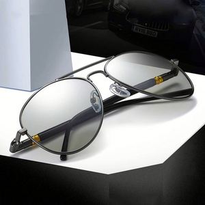 Lunettes de soleil polarisées caméléon de style aviateur, anti-éblouissement UV400, photochromiques pour la conduite, pour hommes et femmes, vente en gros - Product Image 3