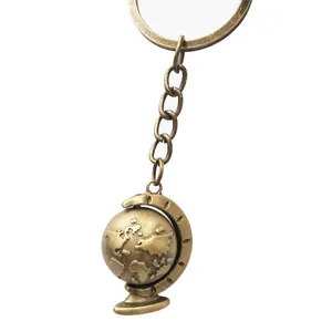 फुट-052 घुमाया कार कुंजी श्रृंखला चाबी की अंगूठी 3D World मानचित्र ग्लोब चाबी का गुच्छा उपहार