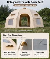 Dôme Gonflable Octogonal 5.0m en Coton de Luxe pour Glamping, Colonnes d'Air 16cm, Tente Occultante Anti-Pluie, Quatre Saisons, pour Camping Familial et Complexes Hôteliers