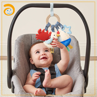 Hochet et anneau de dentition pour bébé, motif lapin mignon et champignon, en peluche douce et silicone, jouet sensoriel sonore à suspendre à la poussette