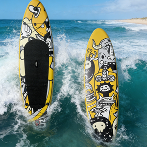 Planche de <span class=keywords><strong>paddle</strong></span> gonflable pliable résistante à la corrosion, style dessin animé jaune, pour adultes, loisirs, écologique, portable, <span class=keywords><strong>3</strong></span> <span class=keywords><strong>ailerons</strong></span> - Product Image 4