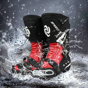 Bottes de moto de haute qualité pour la <span class=keywords><strong>cheville</strong></span>, respirantes, en cuir microfibre, pour l'été et toutes les saisons, antidérapantes, à semelle épaisse - Product Image 1