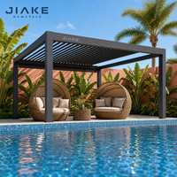 Jiake 6063-T5 Pergola mit Verstellbarem Lamellendach für Außenbereich Wohnbereich Garten Terrasse Pavillon Poolbereich