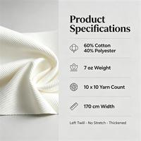 Tissu CVC Polycoton Non Extensible Sergé Teint à la Main Épais et Lourd Blanc Abricot pour Sacs, Chaussures, Chapeaux et Sacs Bandoulière
