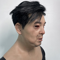 Masque en silicone pour tête chauve à double menton, masque de déguisement de qualité cinématographique pour toute la tête avec texture de peau réaliste pour le cosplay et les farces