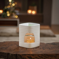 Brûleur à cire en céramique blanche pour bougies votives avec emballage personnalisé pour la décoration de la maison, occasions festives, Noël, Pâques