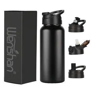 Botella de agua deportiva de gran capacidad, sin BPA, 900ml, 32 oz/32 oz, para gimnasio, personalizada, con aislamiento al vacío, de acero inoxidable