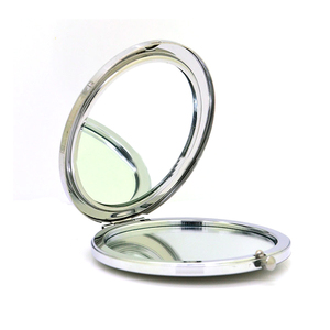 Wholesale Custom Two Way Small Metal Silver Makeup Mirror and Pocket Mirror in Bulk