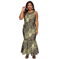 Robe Hawaïenne pour Femmes, Vêtements des Îles d'Asie et du Pacifique, Robes Sirène sans Manches à Col Rond pour Femmes Samoanes Polynésiennes, Design Tribal