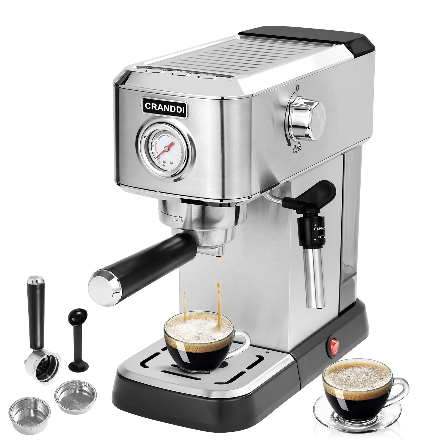 CRANDDI कॉफी मशीन दबाव मीटर घर व्यापार स्टेनलेस स्टील के साथ एस्प्रेसो मशीन