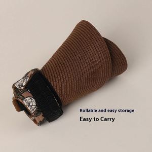 Chapeau de soleil en paille à large bord pour femme, pliable, avec ruban imprimé floral, idéal pour la plage et les activités de plein air – Collection Printemps-Été - Product Image 4