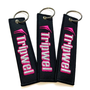 Porte-clés avec logo personnalisé Porte-clés brodé Porte-clés personnalisé Tissu tissé Étiquette de marque Lanière courte Porte-clés brodé - Product Image 1
