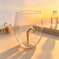 Verres à vin sans pied personnalisés avec logo, verre à vin 3D avec paillettes dorées en forme de canne à sucre à l'intérieur, verre à boire de Noël soufflé à la main