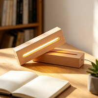 Base de lampe LED 3D en bois, support de lampe de nuit USB en acrylique, support de lampe rectangulaire, support de lampe de table avec logo, décoration de chambre