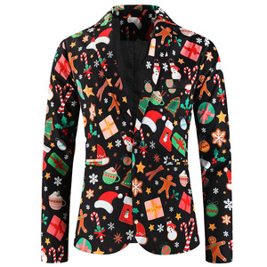 Coffret cadeau bonhomme de neige de <span class=keywords><strong>Noël</strong></span> pour hommes antistatique Santa Suits Vest Simple Breasted Closure Flat Front Christmas Jacket Set Zipper Fly - Product Image 1