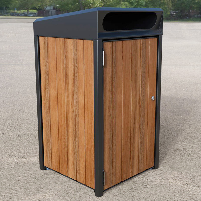 Outdoor furniture Commercial 120L Timber Bin Public Park School Wooden Recycling Bin Garden Waste Bin