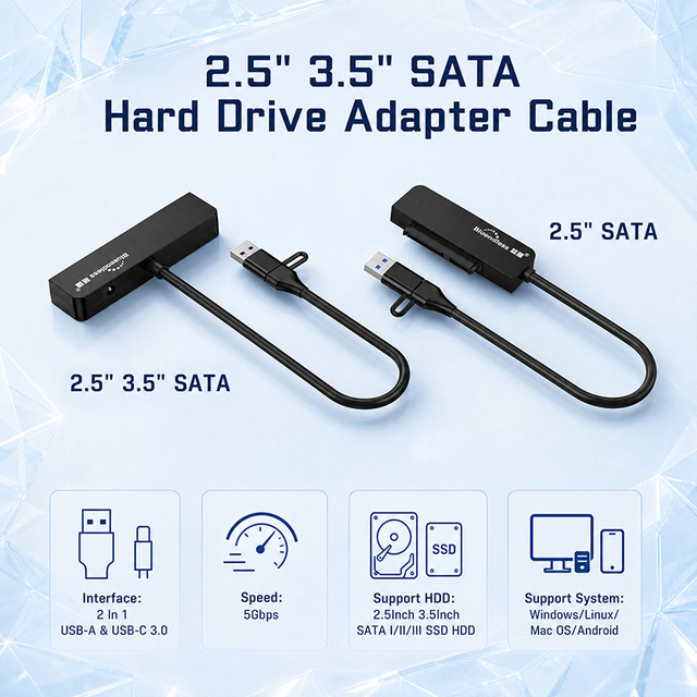 2.5" 3.5" SATA Hard Drive SSD to USB 3.0 USB 3.1 12V 2A Adapter for 2.5 3.5 Inch Hard Drive USB3.0 Type C to SATA Adapter for PC