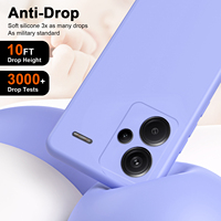 Coque de protection en silicone liquide souple de couleur unie avec doublure en microfibre pour Redmi Note 13 Pro Plus 5G K70