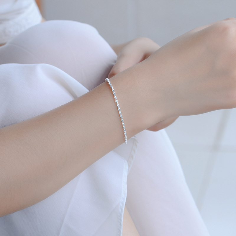 925 Sterling Silver Wave Twist Chain Bracelet - Dreamhonor
