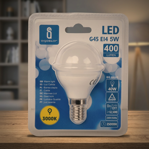 Lampadina LED G45 E14 5W 3000K Luce Calda 400Lm Ampio Angolo 25000H Durata - Product Image 2