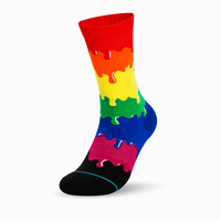 Chaussettes de sport athlétiques personnalisées en jacquard, motif dessin animé, motif peinture goutte à goutte, colorées, streetwear