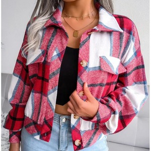Veste en <span class=keywords><strong>laine</strong></span> <span class=keywords><strong>pour</strong></span> femmes européennes américaines-Manteau à carreaux-Bouton unique-Lapin-Collection automne-hiver à manches longues - Product Image 2