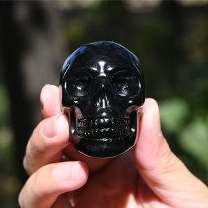 Crâne en obsidienne noire de haute qualité en gros pour la guérison spirituelle, cadeau, décoration de la maison, décoration de bureau - Product Image 1