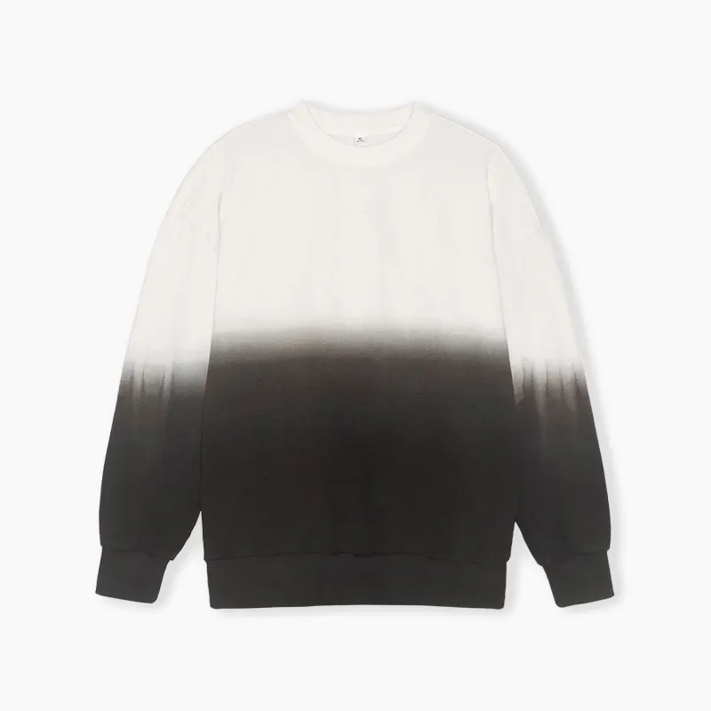 Fast Supply Speed Oversize Unisex Gradient Tops Ombre Dip Dye Cotton Crewneck Sweatshirt