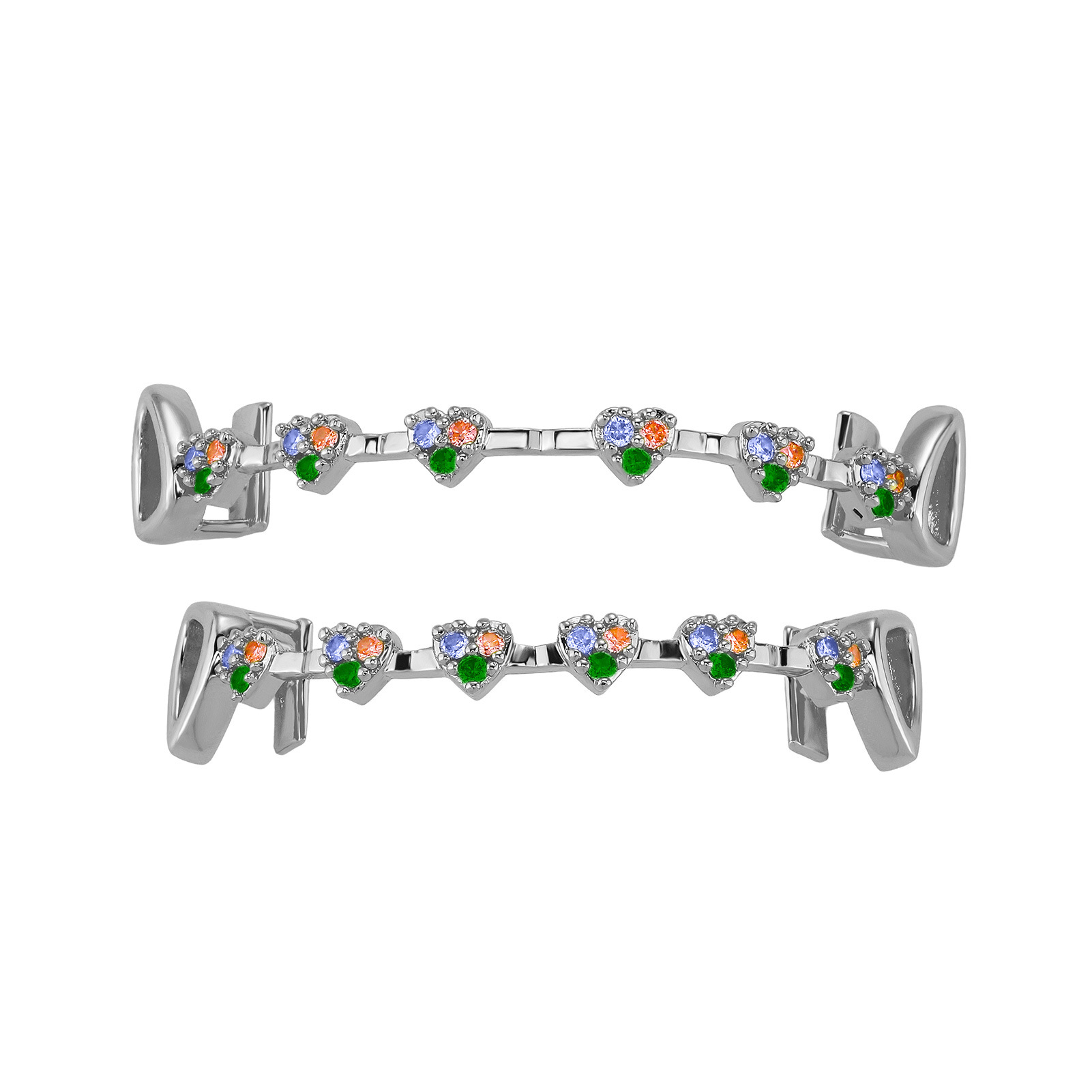 Ensemble de diamants tricolores en argent, 2 ensembles de colle à dents