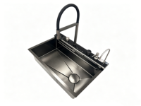 Évier de cuisine en acier inoxydable fait main multifonctionnel à montage par le haut, nouveau design, avec cascade, grand bac unique 75x46cm SS304