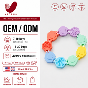 <span class=keywords><strong>Bracelet</strong></span> de dentition personnalisé en silicone, jouet de dentition pour bébé à assembler soi-même, <span class=keywords><strong>bracelet</strong></span> à mâcher pour nourrisson en silicone de qualité alimentaire, OEM - Product Image 1