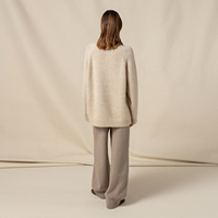 Pull en tricot pour femme en soie de mûrier non teinte et cachemire brossé, col rond, manches longues