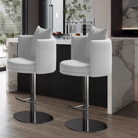 Tabouret de bar de luxe - Chaise haute réglable en hauteur avec fonction pivotante, revêtement en cuir véritable pour îlot de cuisine et bar à domicile