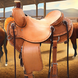 Y&Z Premium Juego de Silla de Montar Western de Cuero Genuino con Fibra para Caballos de Rancho y Roping, 14-18 Pulgadas, Equipo de Equitación Duradero - Product Image 2