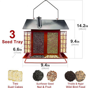 Jh-mech çift Suet besleyici ile 2 tohum tepsileri için ağaçkakan kardinal ispinoz ve vahşi kuşlar açık demir kuş besleyici <span class=keywords><strong>Anti</strong></span> sincap - Product Image 2