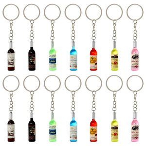Plastic Acrylic Custom Cartoon <b>Mini</b> Beer <b>Bottle</b> Can Eco-friendly Light Weight Promotion Gift Silk Screen Printed Keychain - Product Image 2