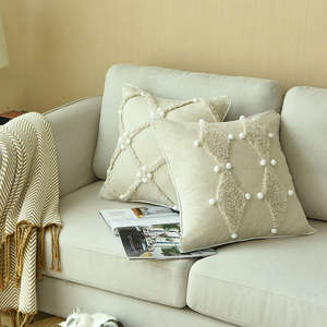 Innermor Style bohème coton <span class=keywords><strong>lin</strong></span> taie d'oreiller carré touffeté boule géométrique housse <span class=keywords><strong>de</strong></span> <span class=keywords><strong>coussin</strong></span> motif rayé pour la décoration d'hôtel - Product Image 2