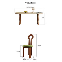 Ensemble de table à manger moderne de style français rétro avec base en bois massif ovale, 6 places, plateau en ardoise, noyer, 8 chaises, meubles de salle à manger
