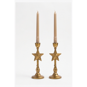 Porte-bougie en métal décoratif finition or, design étoile, élégant centre de table pour mariage, décoration de maison et événements - Product Image 1